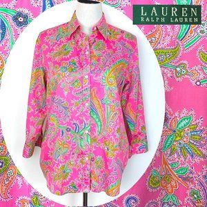 Lauren Ralph Lauren Pink Paisley Button Down Shirt